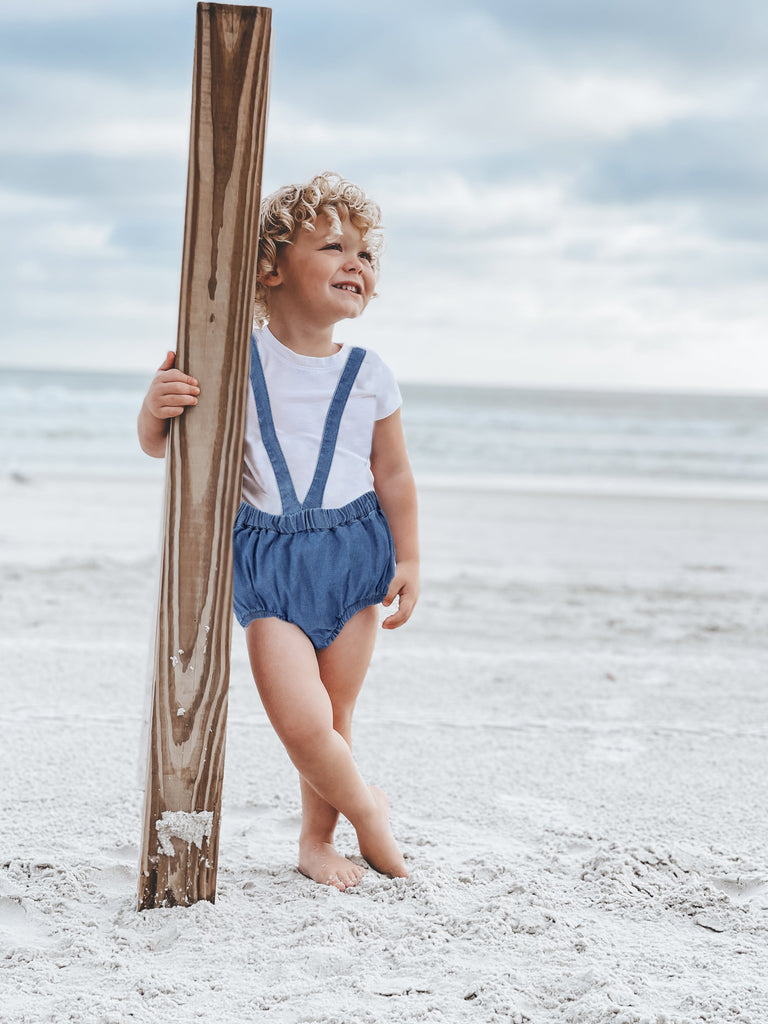 Blue Denim Suspender Bloomer